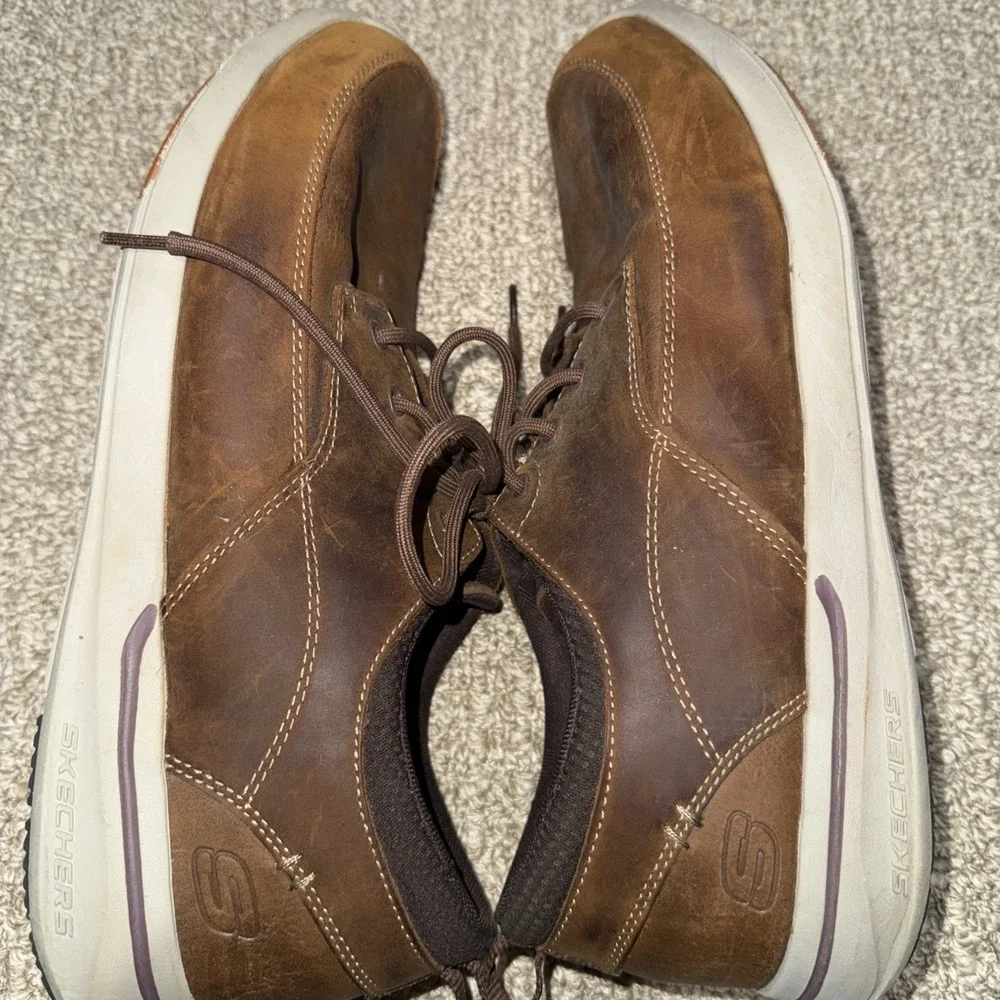 Skechers Men's Relaxed Fit Air Cooled Memory Foam Brown Shoes Size 14